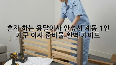 혼자 하는 용달이사? 안성시 계동 1인 가구 이사 준비물 완벽 가이드!